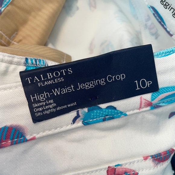 NWT Talbots High Waist Jegging Crop Pants Jeans Fish Print Size 10P 10 Petite - Picture 5 of 9